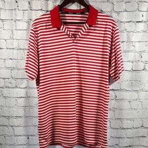 Nike Red and White Striped Golf Shirt